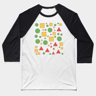 Geometric Harmony: Random Arrangement of Squares, Triangles, and Circles Baseball T-Shirt